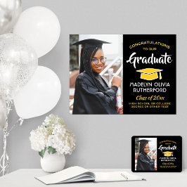 Póster Graduados de Felicitaciones Foto Graduada en Oro y