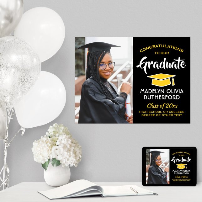 Póster Graduados de Felicitaciones Foto Graduada en Oro y (Subido por el creador)