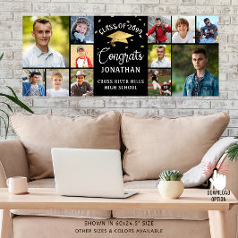 Póster Graduados modernos de 12 Collages de fotos negro