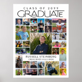 Póster Graduate 28 Photo Collage Modern White Black