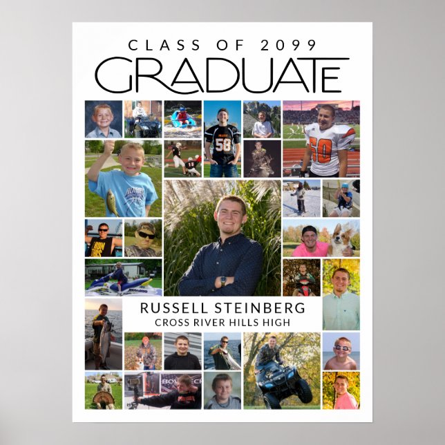 Póster Graduate 28 Photo Collage Modern White Black (Frente)