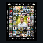Póster Graduate 55 Photo Collage Congrats Grad<br><div class="desc">Showcase 55 of your favorite photos of your graduate from childhood to senior year with this photo memory poster print to display at a graduation party or open house or use as a welcome sign. The design features an easy-to-upload photo collage template for 55 square pictures with the title "Congrats...</div>