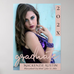Póster Graduate Blush Script   Simple Photo Keepsake