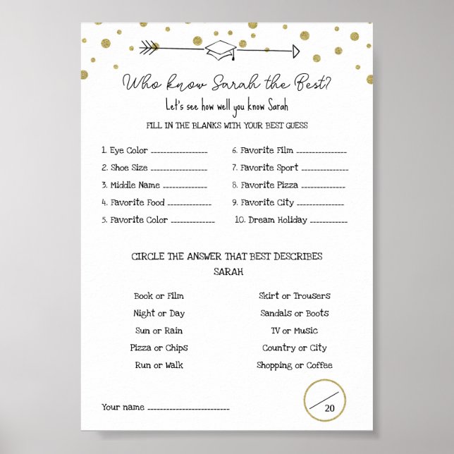 Póster GRADUATE grads Game (Frente)