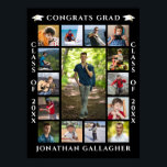 Póster Graduation 15 Photo Collage Congrats Grad<br><div class="desc">Showcase 15 of your favorite photos of your graduate from childhood to senior year with this photo memory poster to display at a graduation party or open house or use as a welcome sign. The design features an easy-to-upload photo collage template for 15 pictures with the title "Congrats Grad" accented...</div>