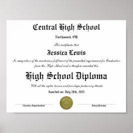 Póster Graduation High School Graduate Diploma