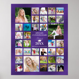 Póster Graduation Photo Collage CLASS OF Purple
