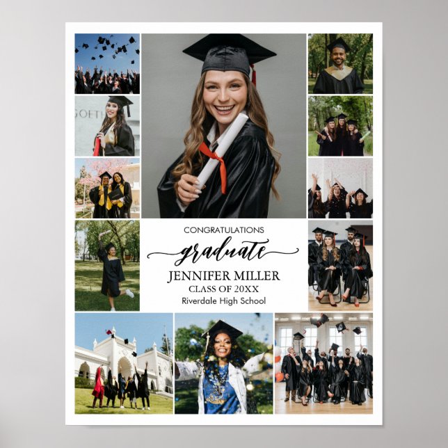 Póster Graduation Portrait Custom Senior Photo Collage (Frente)