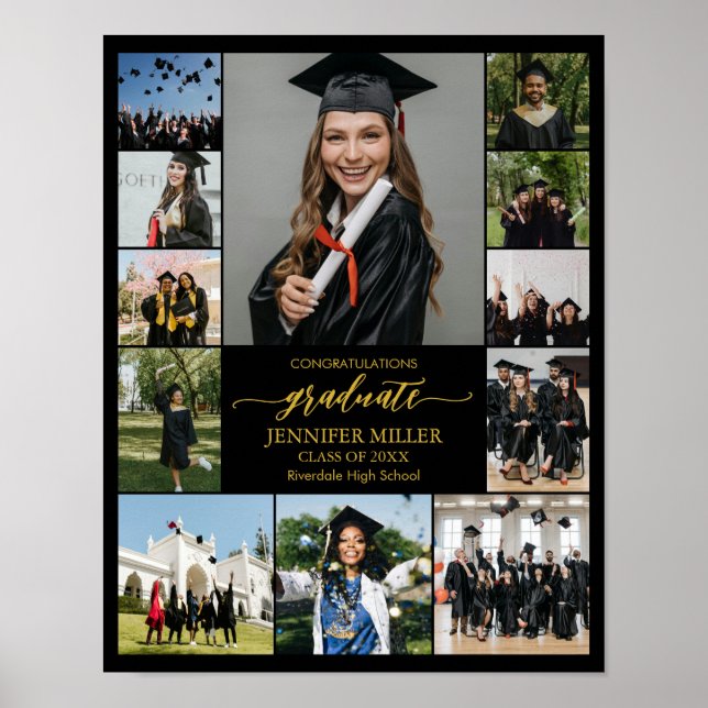 Póster Graduation Portrait Personalized Photo Collage (Frente)