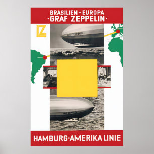 Póster Graf Zeppelin. Brasil a Europa años 30