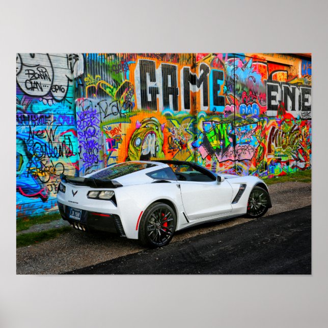 Póster graffiti and the Z06 Corvette (Frente)
