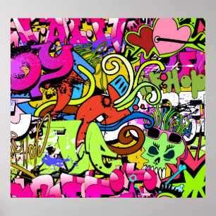 Póster Graffiti Art: fondo estilo Hip-Hop