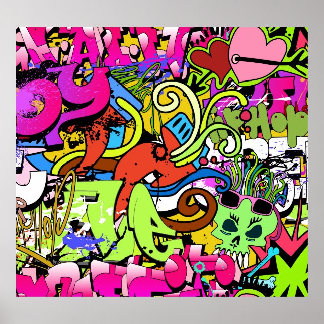 Póster Graffiti Art: fondo estilo Hip-Hop (Frente)