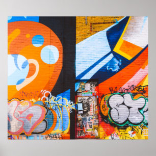 Póster Graffiti azul y naranja