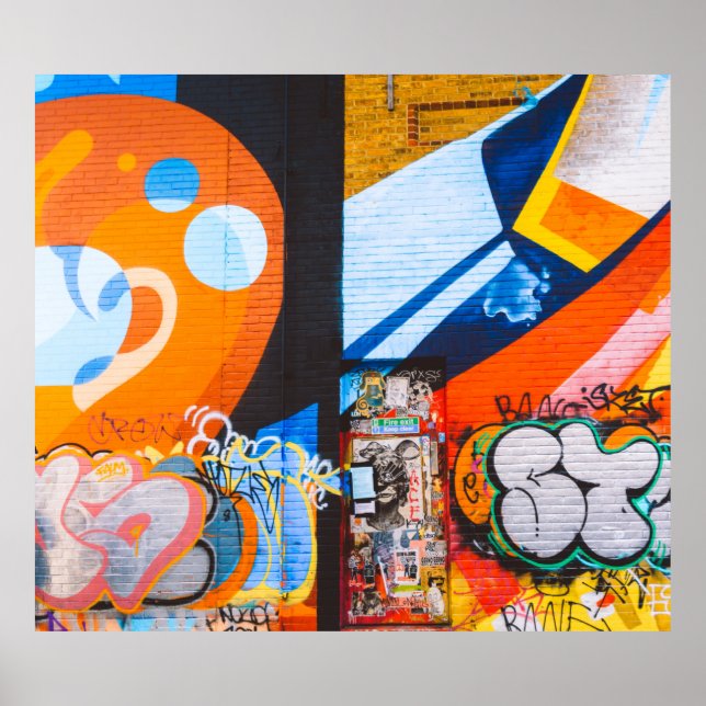 Póster Graffiti azul y naranja (Frente)