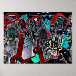 Póster Graffiti Black Red Urban Street Wall Art