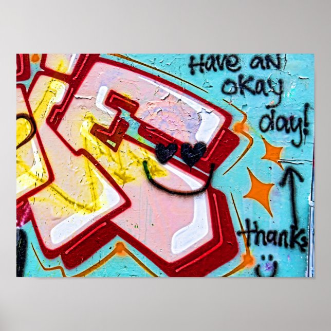 Póster Graffiti Blue Pink Urban Street Wall Art (Frente)