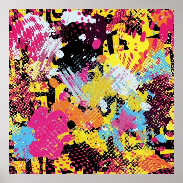 Póster Graffiti brillantes ilusiones de patrones sicodéli (Frente)