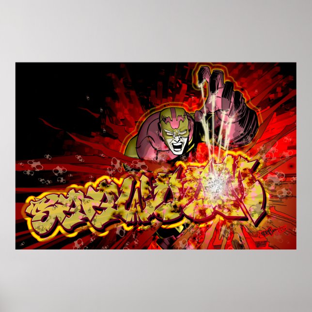 Póster Graffiti, cómic, superhéroe (Frente)