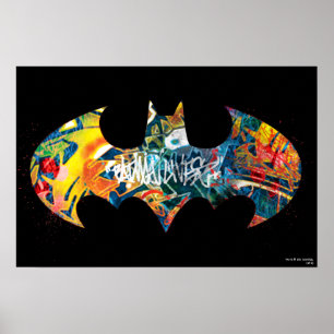 Póster Graffiti con el logotipo de Batman Neon/80