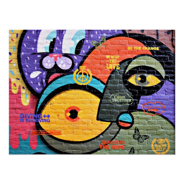 Póster Graffiti de Amsterdam, colorido y fresco, (Anverso)