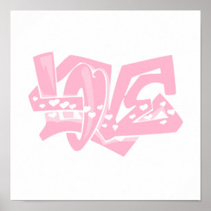Póster Graffiti de corazón rosa claro