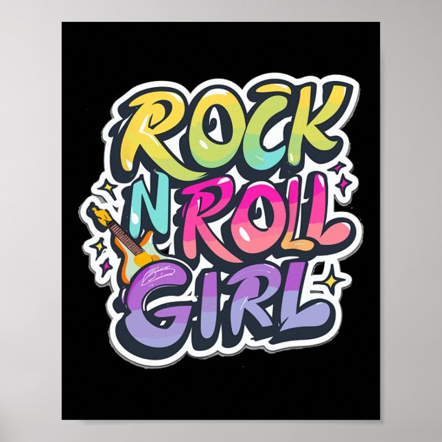 Póster Graffiti de disfraces retro Chica de rock N Roll d (Frente)