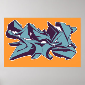 Póster Graffiti de estilo azul