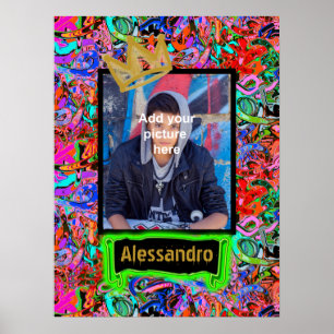 Póster Graffiti de estilo callejero con corona