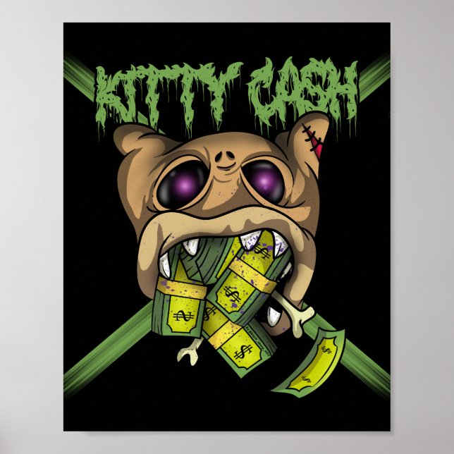 Póster Graffiti de gatos de dinero en efectivo de Kitty (Frente)