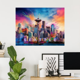 Póster Graffiti de la línea aérea de Seattle