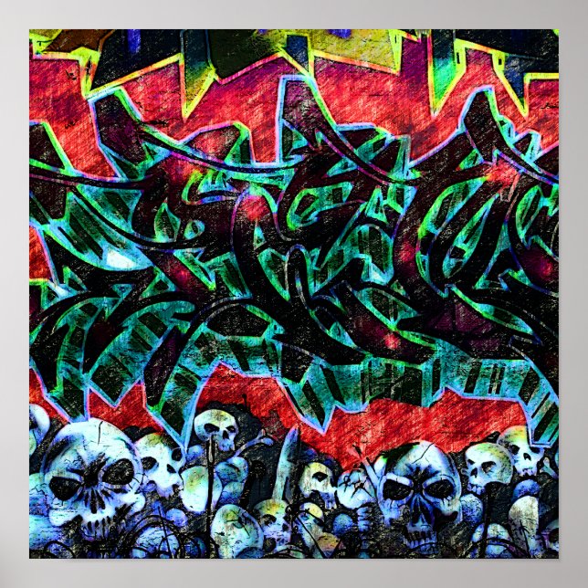 Póster Graffiti de los cráneos de Pointz New York (Frente)