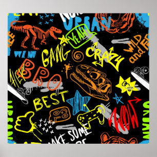 Póster Graffiti de niños: La mano dibuja la frialdad