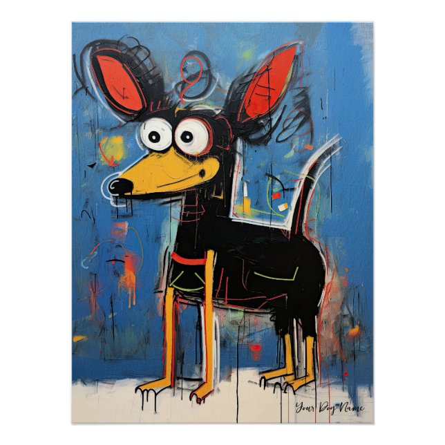 Póster Graffiti de perro de Dachshund 02 - Leonardo Abbac (Anverso)