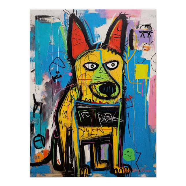 Póster Graffiti de perro pastor alemán 01 - Leonardo Abb (Anverso)