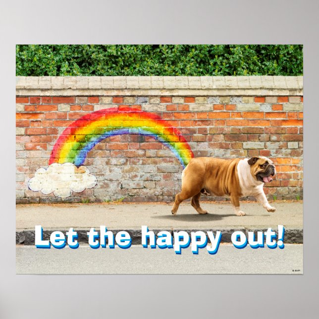 Póster Graffiti de perro y arcoiris (Frente)