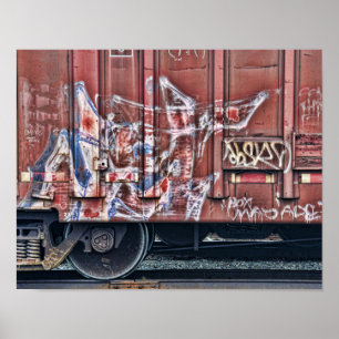 Póster Graffiti de trenes Grunge Colorge Urban Street Art