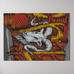 Póster Graffiti del año de la oveja de cabra