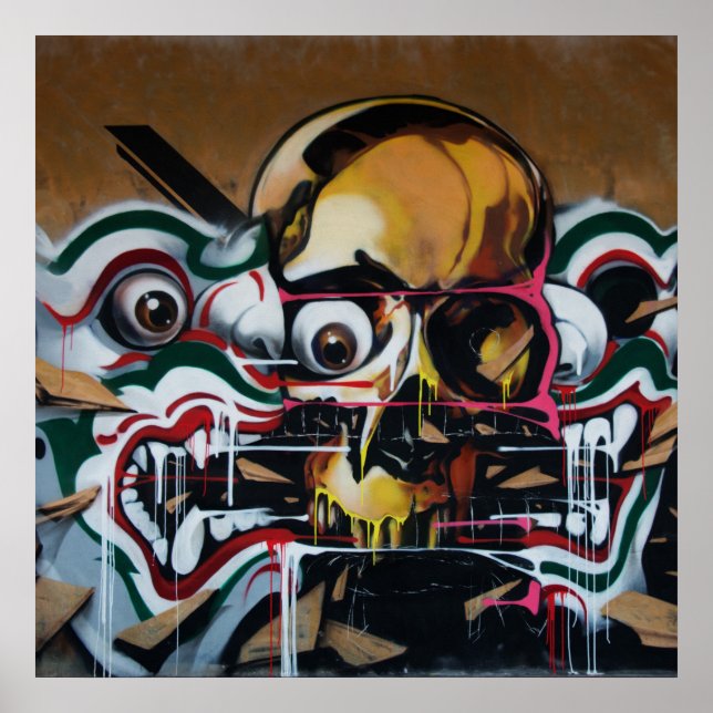 Póster Graffiti del cráneo de Bangkok (Frente)