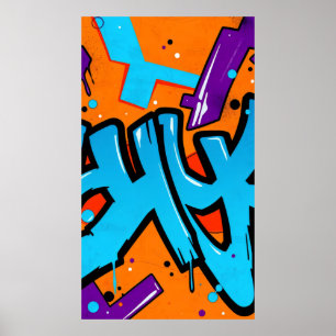 Póster graffiti dinámico que impacta visualmente