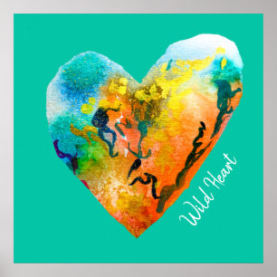 Póster Graffiti heart watercolor art