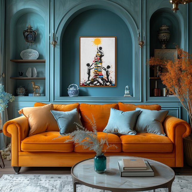 Póster Graffiti Niños trepando libros - Protesta urbana (Subido por el creador)