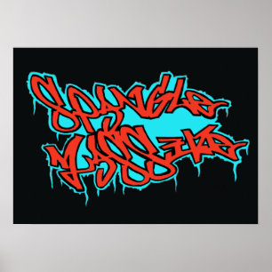 Póster GRAFFITI red/blue spangleMASSIVE LOGO print/poster