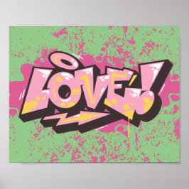 Póster Graffiti rosa abstracto amor