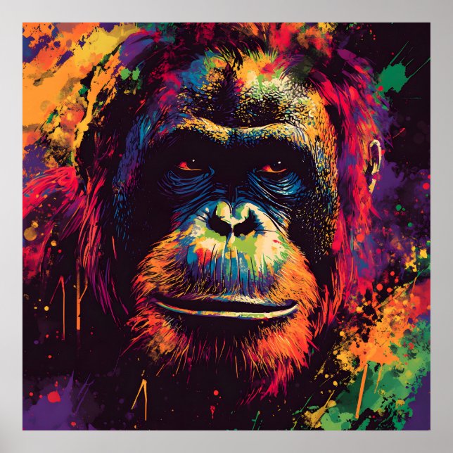 Póster Graffiti salvaje Gorila de la selva urbana (Frente)