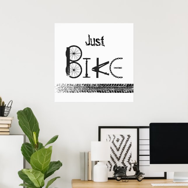 Póster Graffiti "Solo Bicicleta" de piezas de bicicleta y (Oficina en casa)