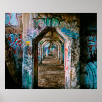 Graffiti Street Abadoned Art Poster de Ilusión 3D