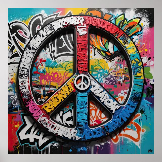 Póster Graffiti Street Art A Canvas for Peace Symbols (Frente)