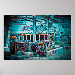 Póster Graffiti Street Art Abandonado Edificio Poster
