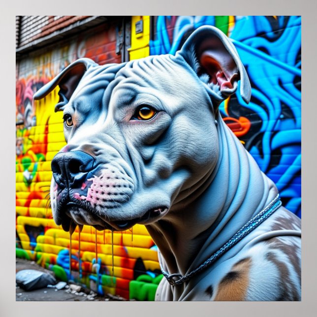 Póster Graffiti urbano Art White Pitbull Lover (Frente)